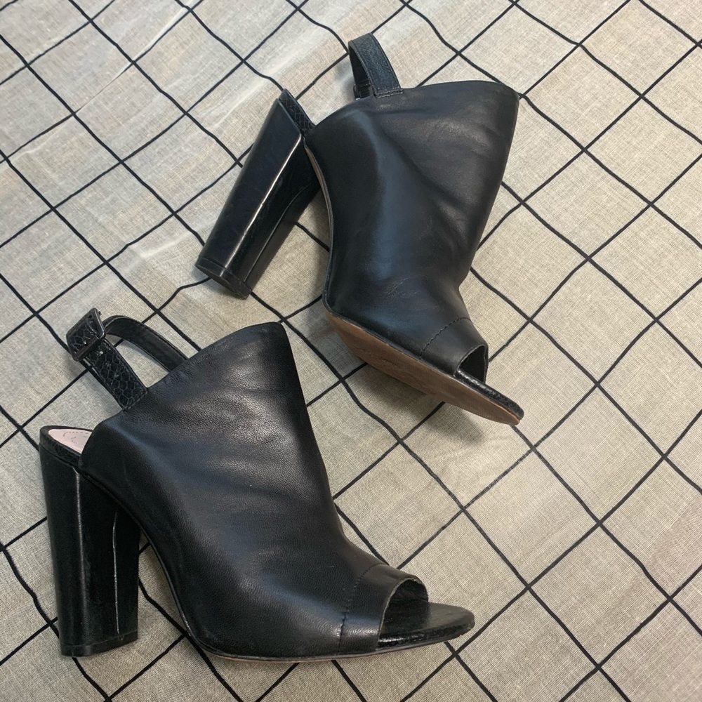 Vince Camuto Leather Open Toe Bootie Sandals